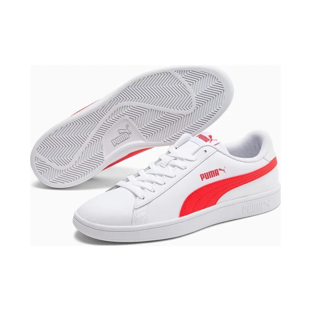 Puma Smash v2 leren Grey/Red/White (36521509)