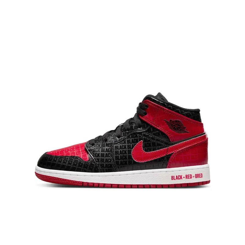 Air Jordan 1 Mid Bred Text (GS) (DM9650-001)