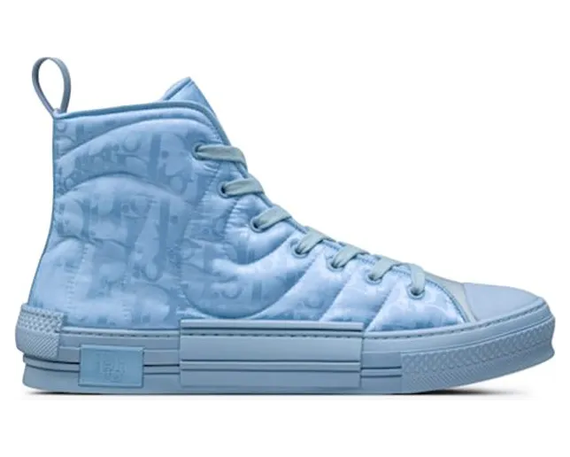 Dior B23 High Top ERL Blue Dior Oblique Mirage Quilted Technical Fabric with Swirl Motif (3SH134ZSW_H565)