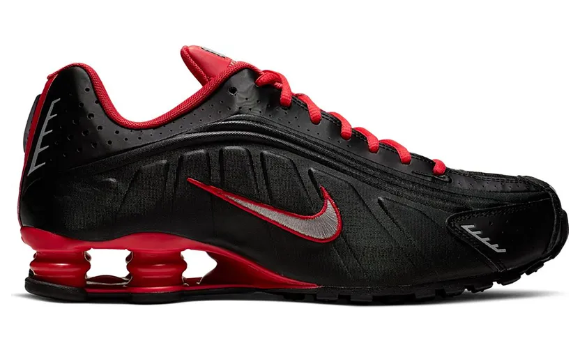 Nike Shox R4 Black Metallic Silver Red