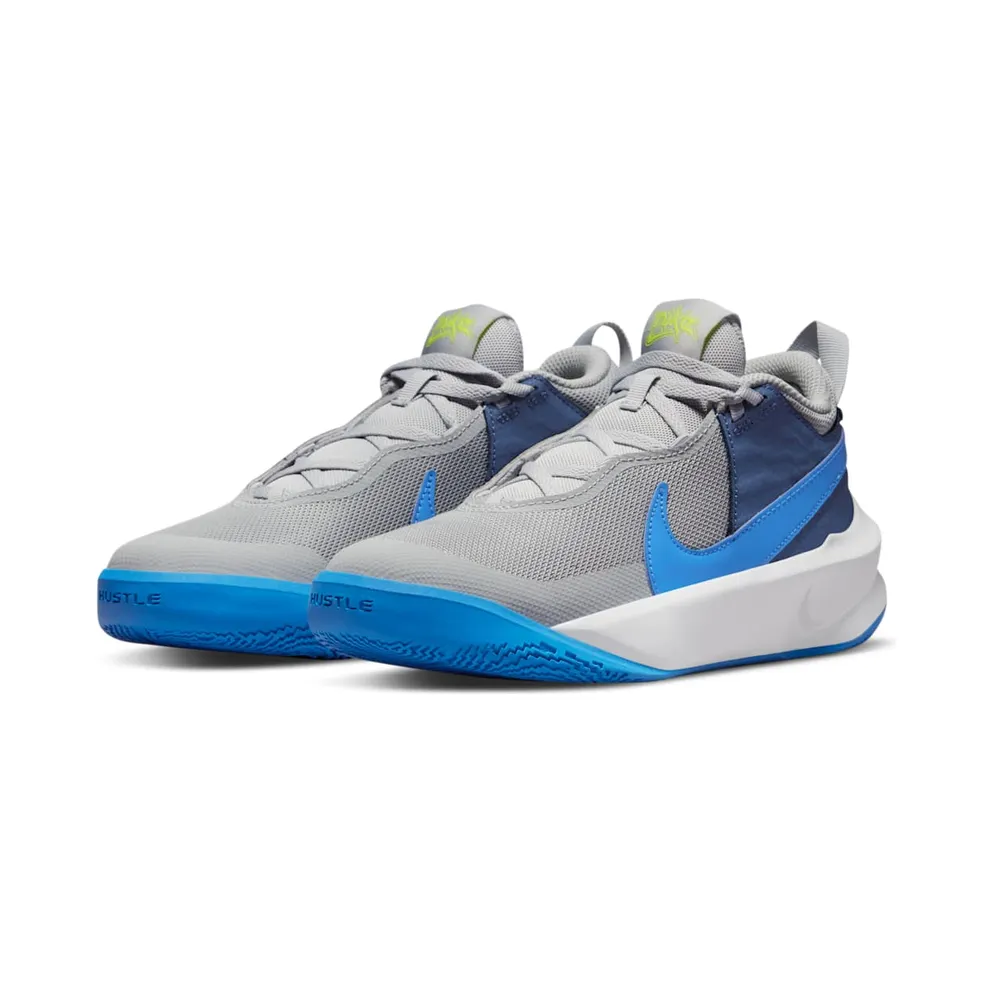 Nike Team Hustle D 10 “Grey Fog / Mystic Navy / Atomic Green / Photo Blue” (CW6735-011)