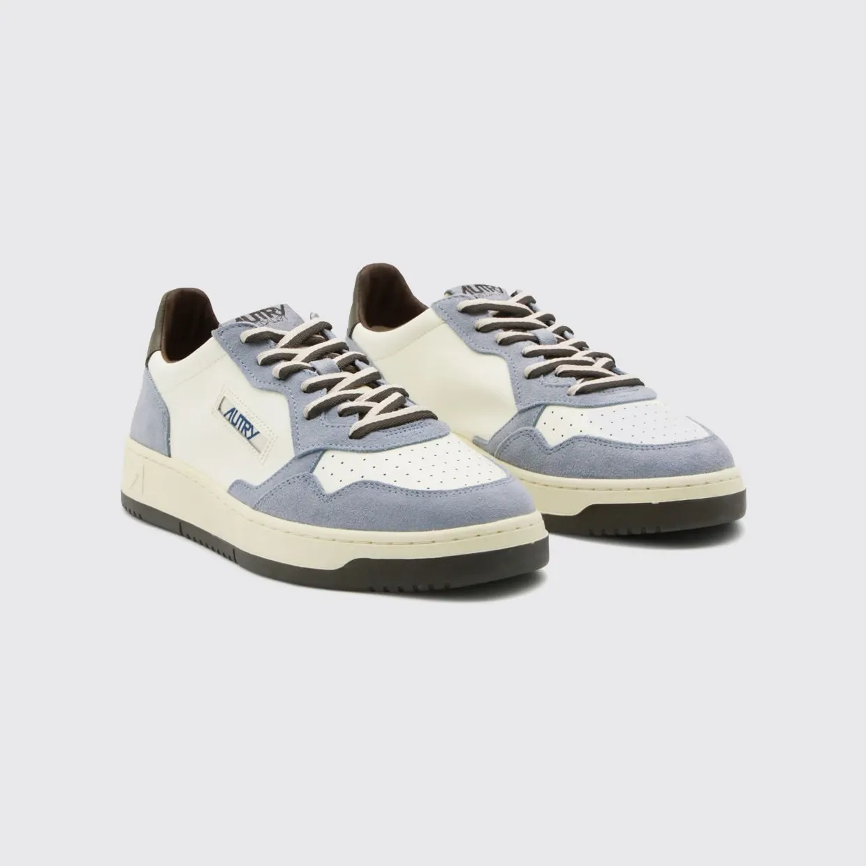 Autry Medalist Low Two-Tone Calfskin and Suede Trainers White 1 (AULMBW06)