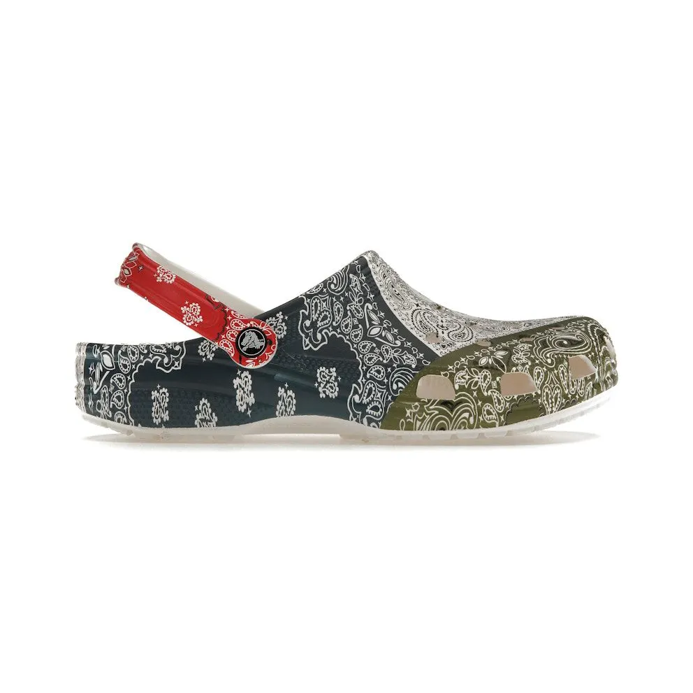 Crocs Classic Fleece Lined Clog Bandana White Red Blue Green (206871-90H)