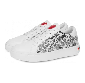 Moschino Sneakers Aus Kalbsleder Allover Logo (POLJA15073G1CIJ210A)
