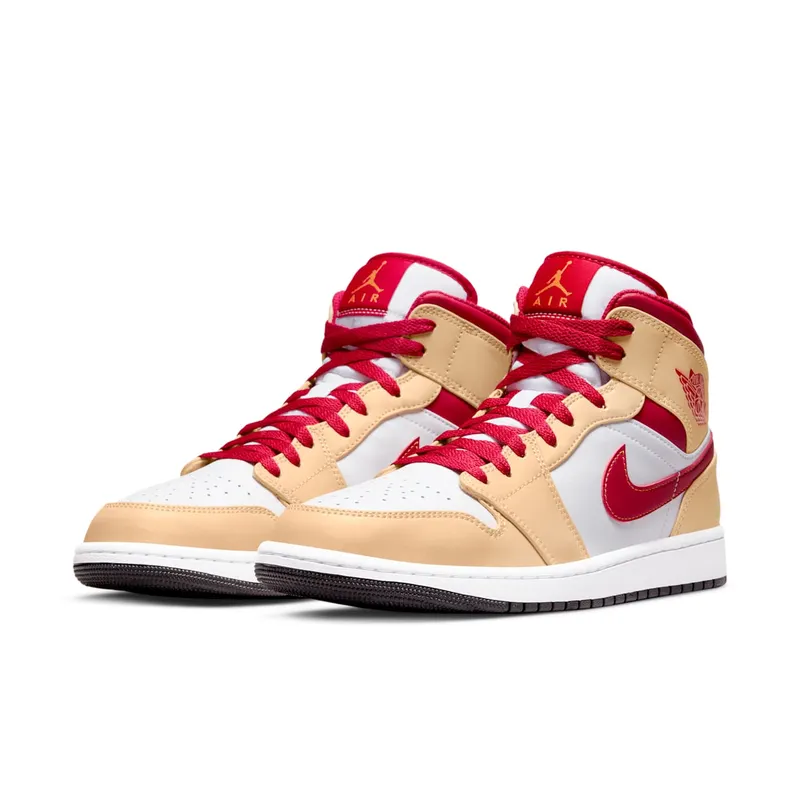 Air Jordan 1 Mid Beige White Red (554724-201)