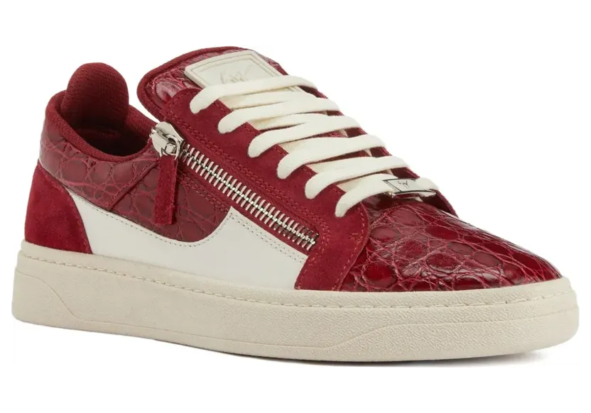 Giuseppe Zanotti Frankie sneakers met krokodillen-reliëf – Rood (RU50021001)