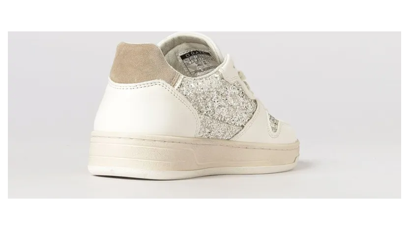 D.A.T.E D. A.T. E. Court 2.0 Sneakers in Leather and Glitter Platinum (W441C2GLPL) (2)