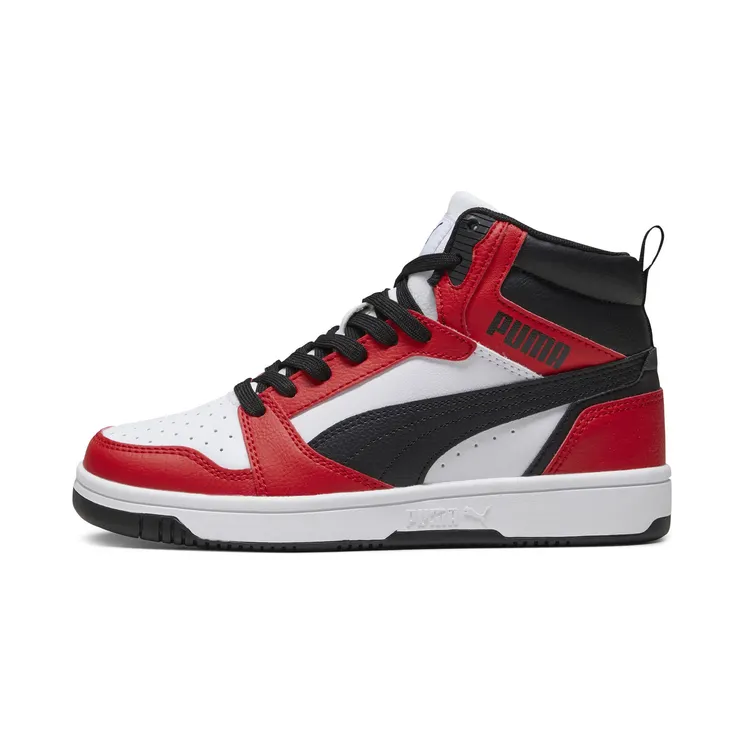 Puma Rebound V6 Mid “Puma White / Puma Black / For All Time Red” (393831_03)