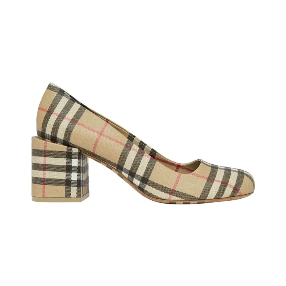 Burberry Joy Vintage Check Block Heel Pumps Beige (8045224)