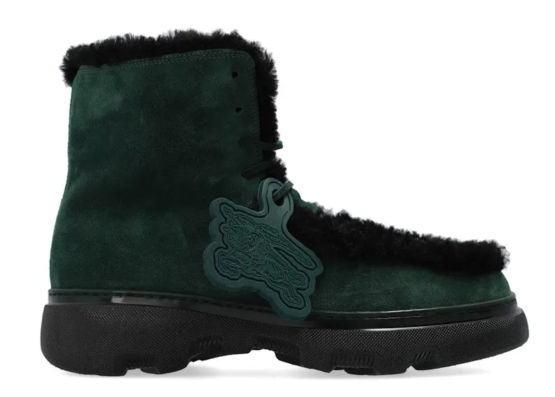 Burberry Shearling Embellished Suede Creeper Boot Green Black (8077236)