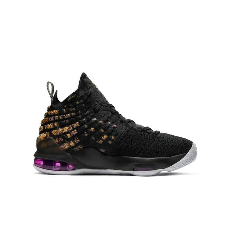 Nike LeBron 17 Lakers (GS) Black/White-Eggplant-Amarillo (BQ5594-004)