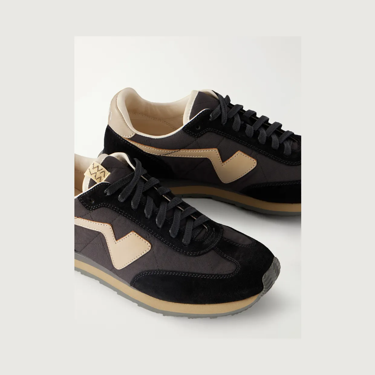 Visvim FKT Runner Leather and Suede-Trimmed Canvas Sneakers Black (126101001004) (5)