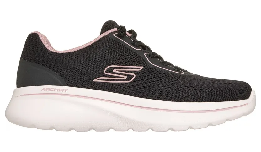 Skechers Relaxed Fit: GO Walk Arch Fit N-Joy “Ellie Sneaker Black / Pink” (125848BKPK)