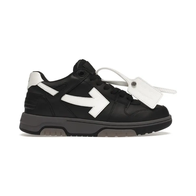 OFF-WHITE Out Of Office OOO Low Tops Black Gray White FW21 (OMIA189F21LEA0011001)