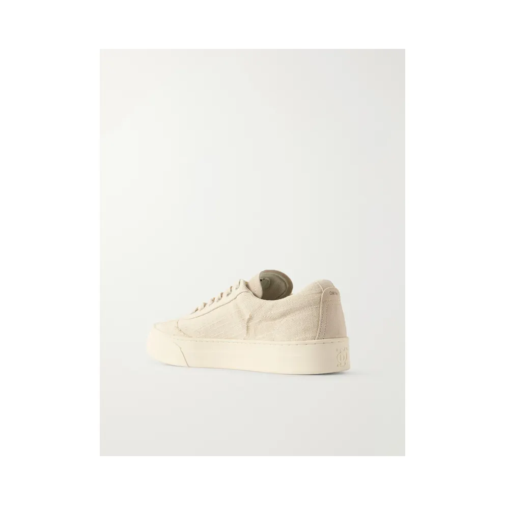 Omni Dellow Suede-Trimmed Distressed Drill Beige (OM01274)