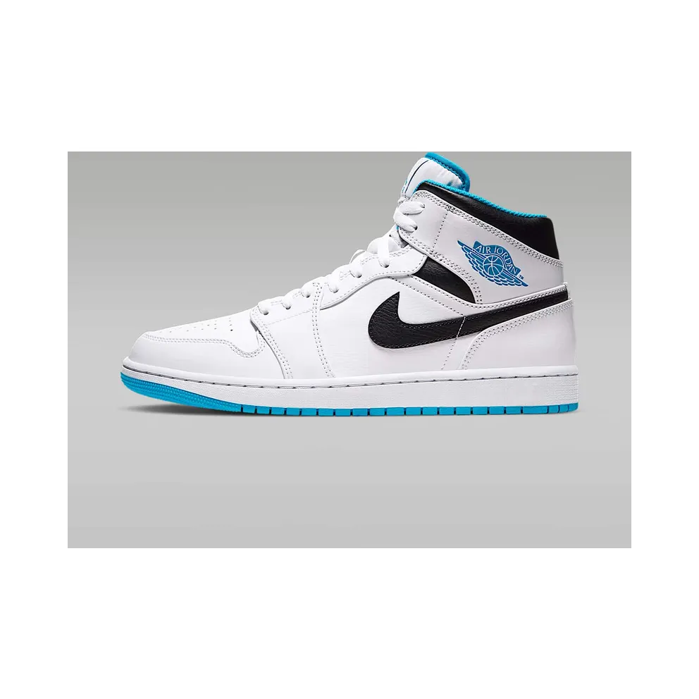 Jordan 1 Mid Laser Blue White/Laser Blue-Black (554724-141)