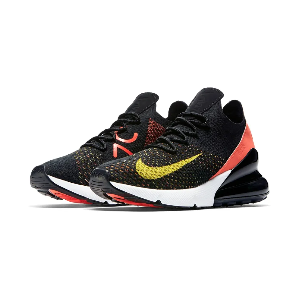 Nike Air Max 270 Flyknit Black Bright Crimson Yellow Strike (W) Black/Bright Crimson-Yellow Strike (AH6803-003)