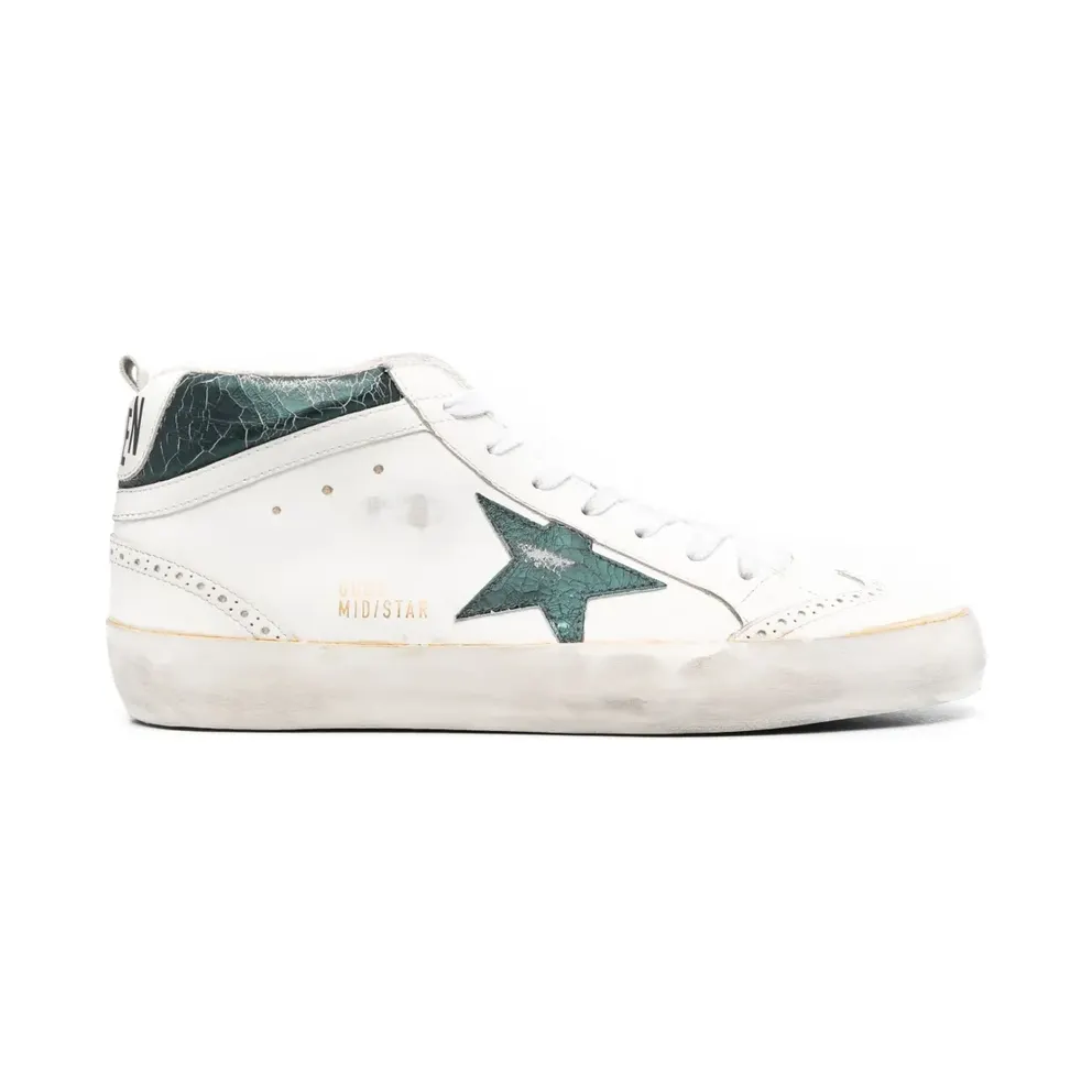 Golden Goose Mid Star sneakers met gebarsten effect – Beige (GMF00123F004532)