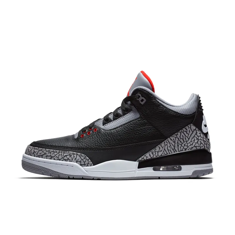 Jordan 3 Retro Black Cement (2018) Black/Fire Red-Cement Grey-White (854262-001)