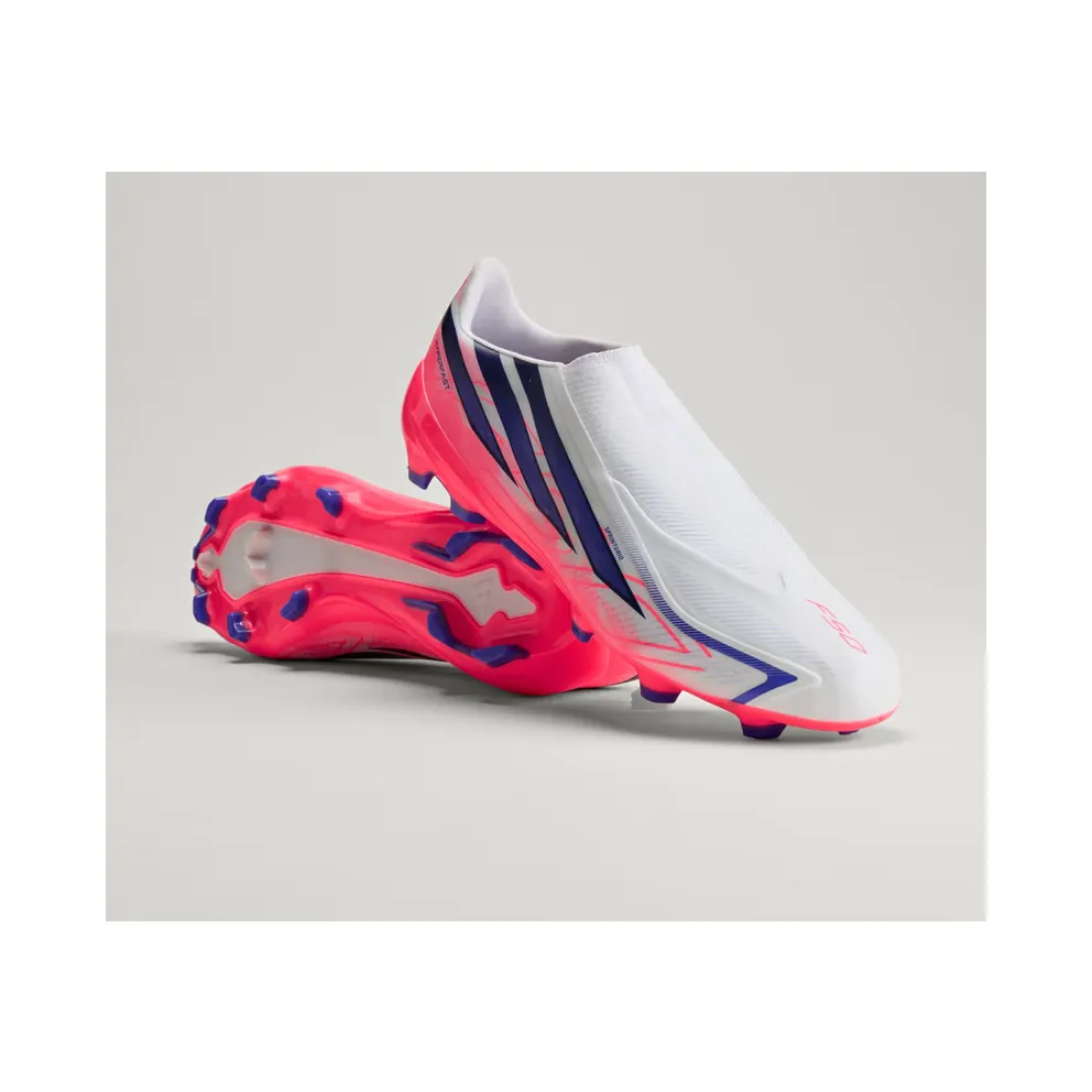adidas F50 Hyperfast League Laceless Firm Ground Football Boots “Cloud White / Solar Purple / Solar Turbo” (KJ3415)
