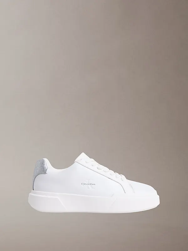 Calvin Klein Ck Avenue – Leather Logo “BRIGHT WHITE/SILVER” (HW0HW0298805Y)