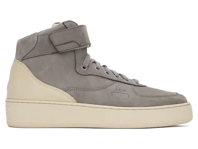 A-COLD-WALL* Grey Suede Rhombus Hi-Top Sneakers (ACWUF009)