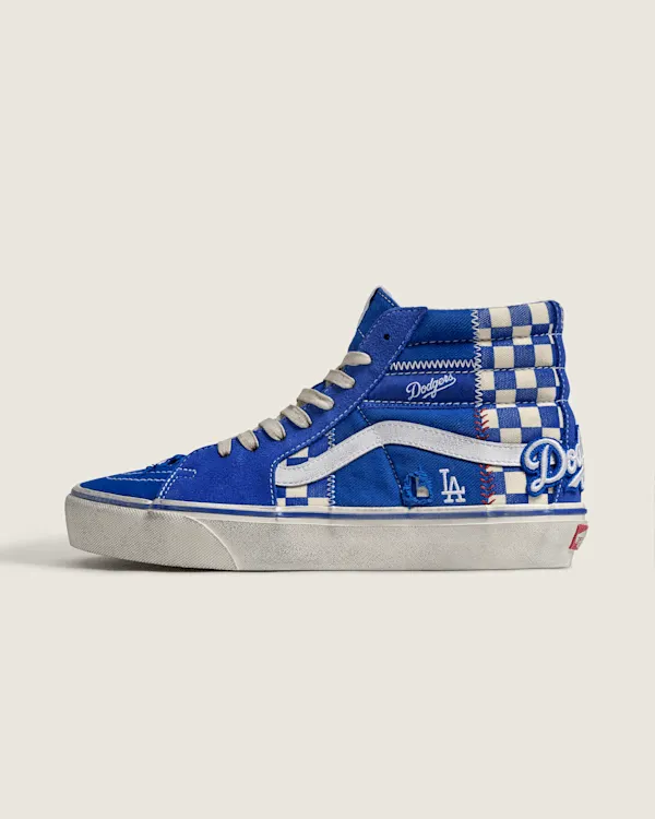Vans Sk8-Hi “LA Dodgers” (VN0014YQ45K): Dodger-blauw met een ruitje