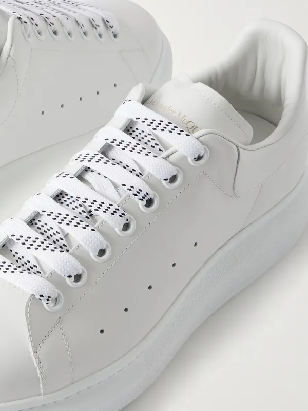 Mcqueen Exaggerated-Sole Leather Sneakers White (553680WIAIG) (5)