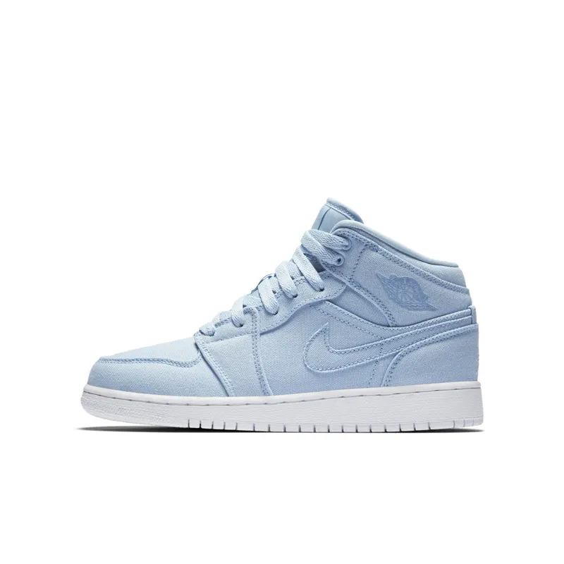 Jordan 1 Mid Canvas Ice Blue (GS) Ice Blue/Ice Blue-White (554725-425)