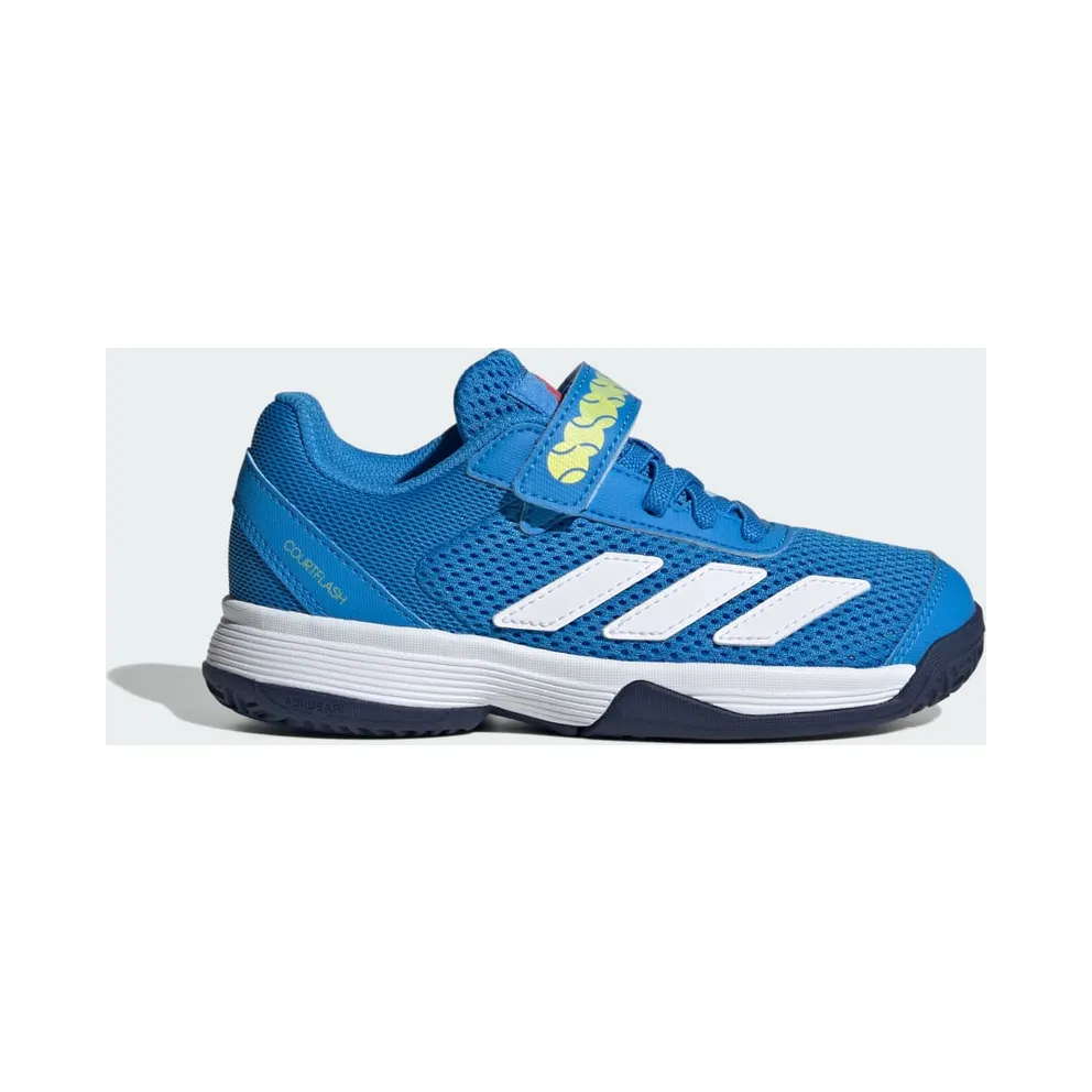 Adidas Courtflash Tennisschuhe met Klittenband Kids Lucid Ray Blue / Cloud White / Dark Blue (KK3864)