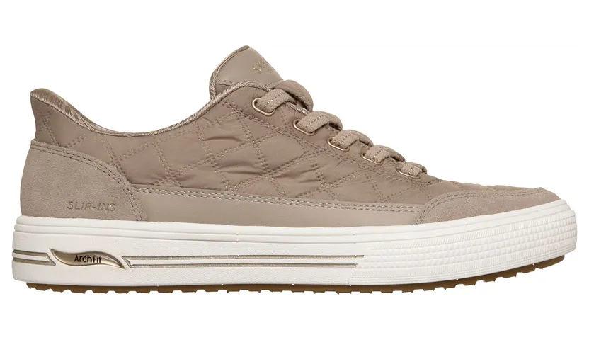 Skechers Slip-ins: Arch Fit Arcade – Cozy Fit Cuddle Steps Sneaker Taupe