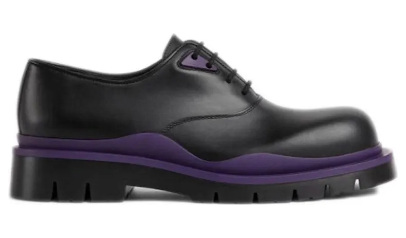 Bottega Veneta Tire Lace Up Leather Shoe Black Plum (667073VBS501395)