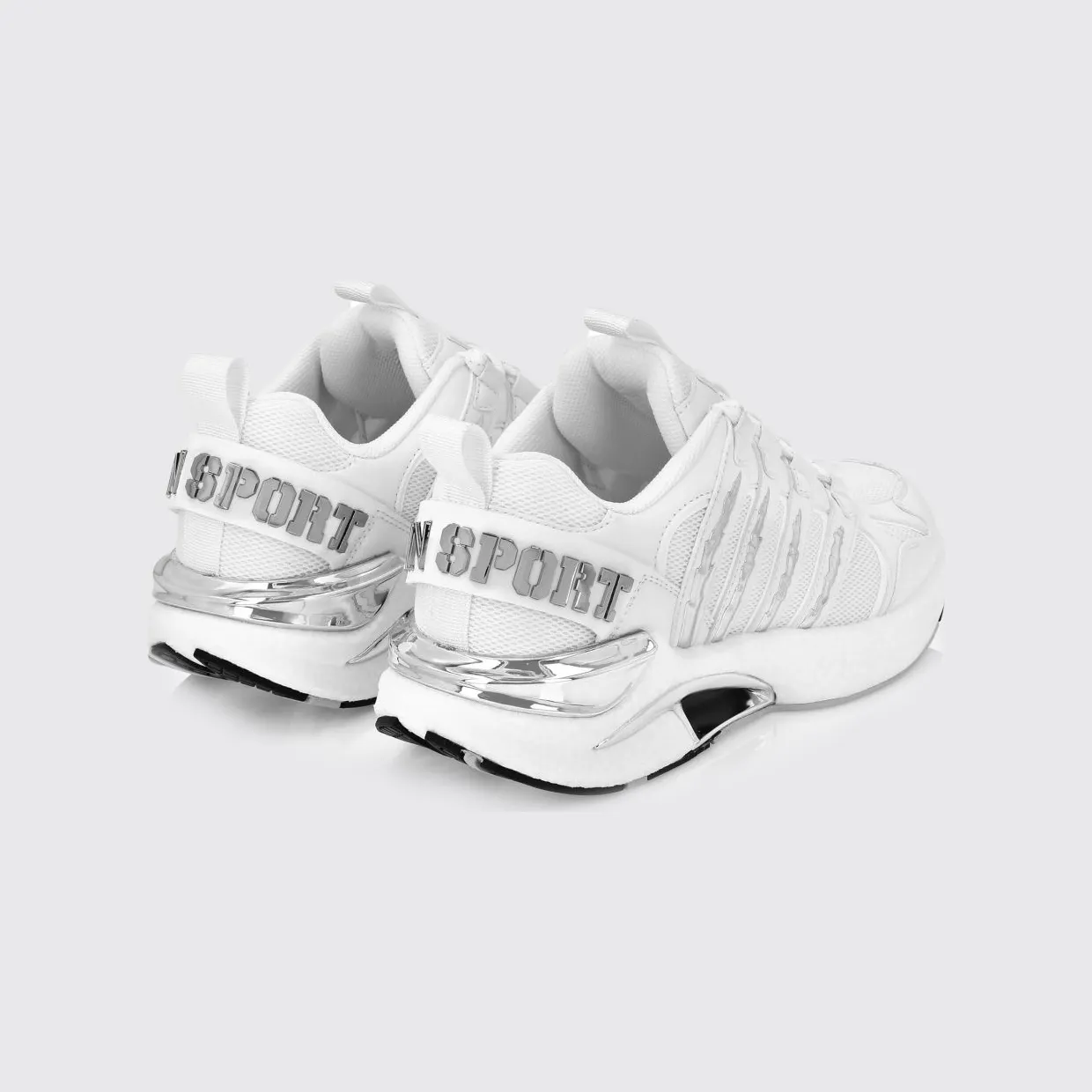 Plein Sport Leather And Mesh Sneakers White (FAESUSC0852STE003N01) (2)