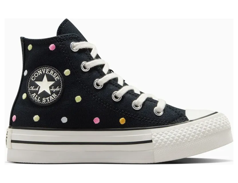 Converse Chuck Taylor All Star Lift Embroidered Polka Dots Platform Black/Vintage White/Egret (A12609C)