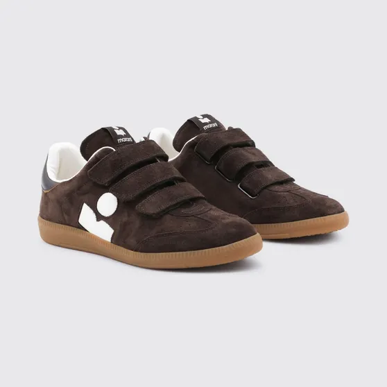 Isabel Marant Beth Suede Low-Top Sneakers with Velcro Strap Closure Cocoa (25PBK0013FAC1E09SCLMW)
