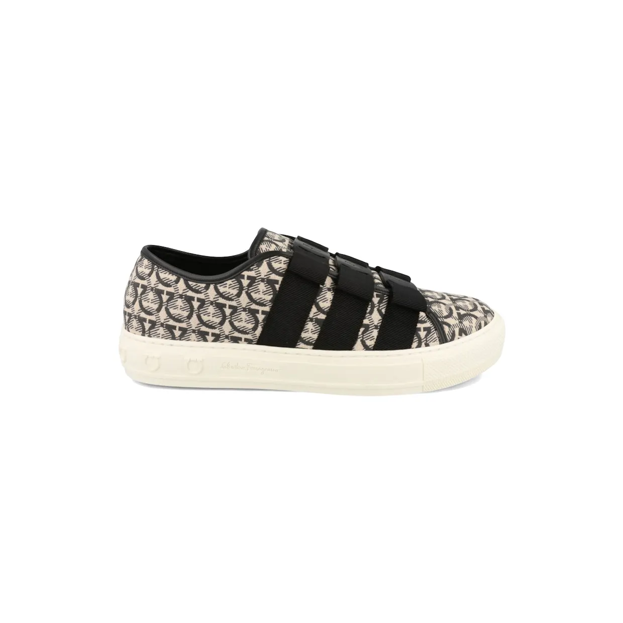 Ferragamo Nataly Calfskin Leather Low-Top Sneakers Beige (030152-749487-1C)