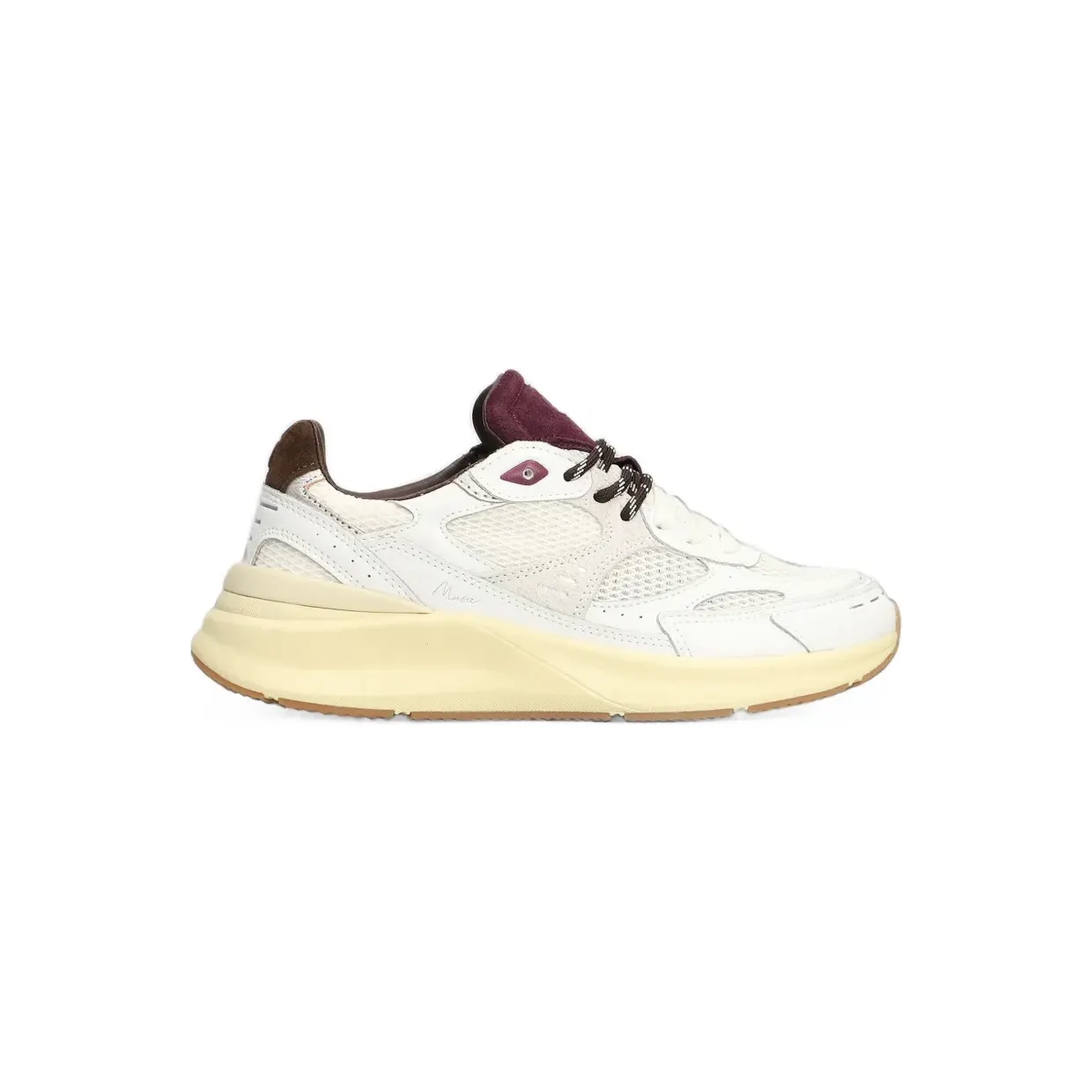 D.A.T.E. Musa HF mesh-panelled leather “White” (W451MSHFWN)