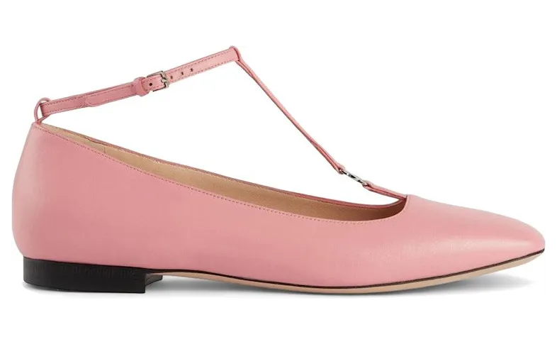Gucci Leather Square-Toe Flat Pink (723449 BKO00 5817)