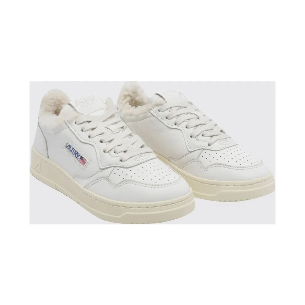 Autry Medalist Low Sneakers in Leather with Animalier Pony Hair Inserts White (AULWSR01)