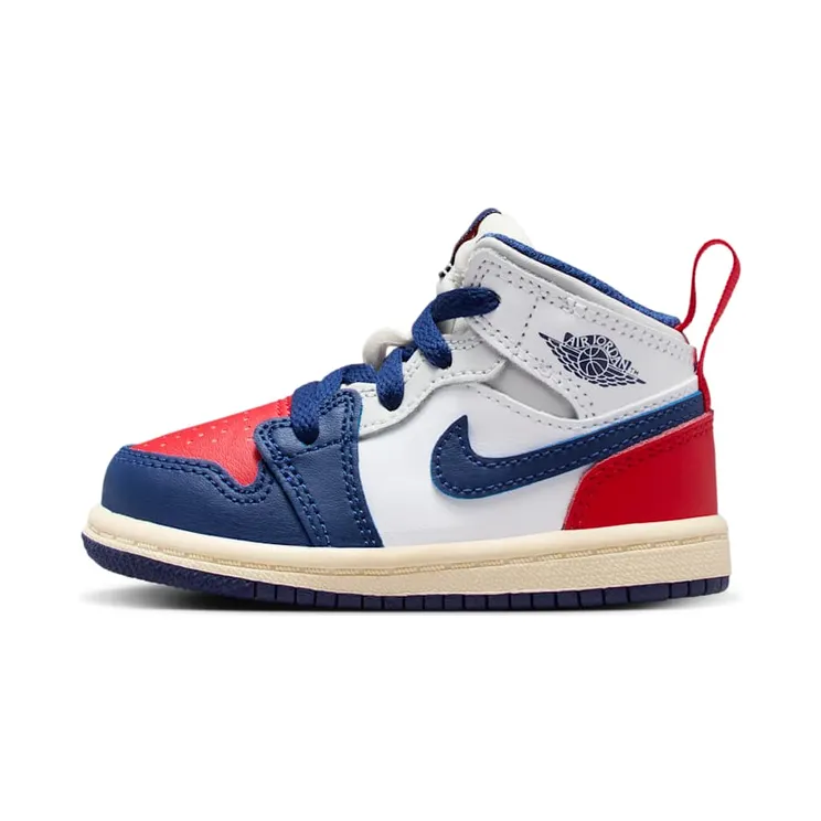 Jordan 1 Mid Rare Air “White / University Red / Neutral Grey / Deep Royal Blue” (DQ8425-102)