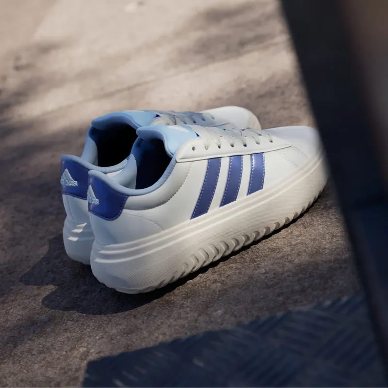 Adidas Grand Court Platform Shoes Off White / Blue Spark Met. / Wonder White (JR0706)