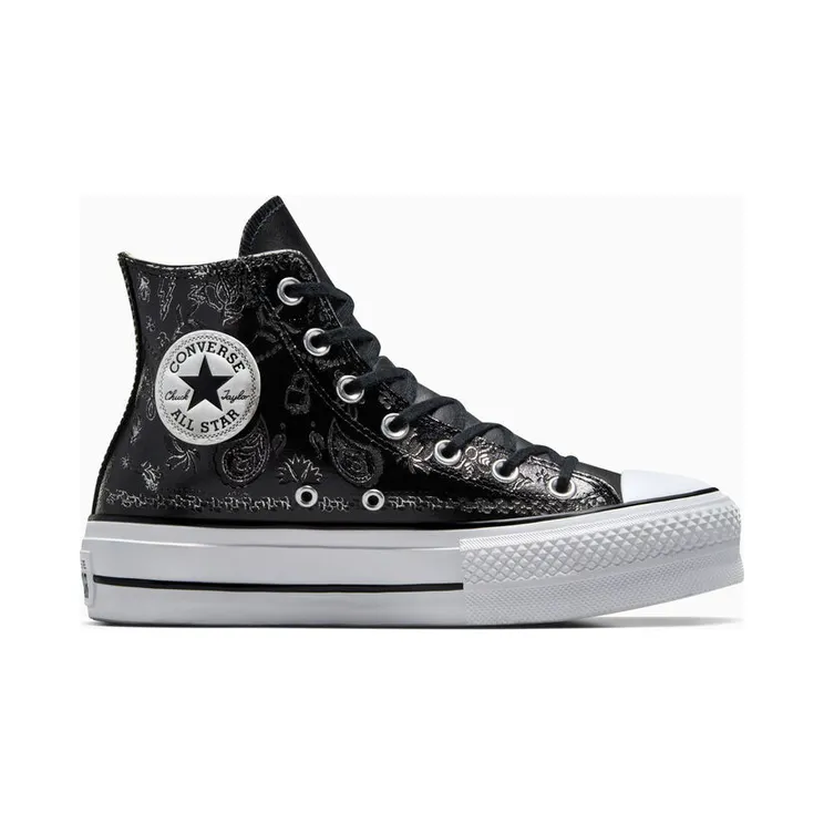 Converse Chuck Taylor All Star Lift Platform Silver Paisley & Leather (A14881C)