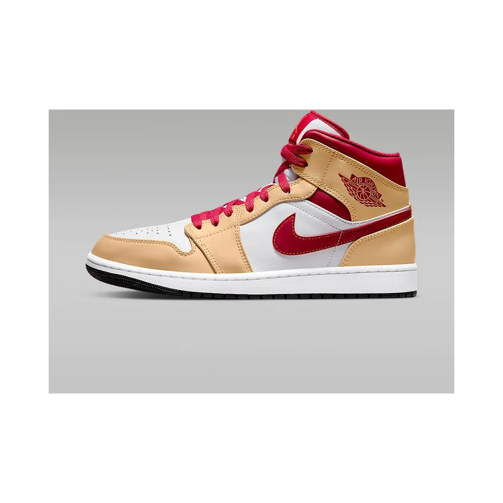 Air Jordan 1 Mid Beige White Red (554724-201)