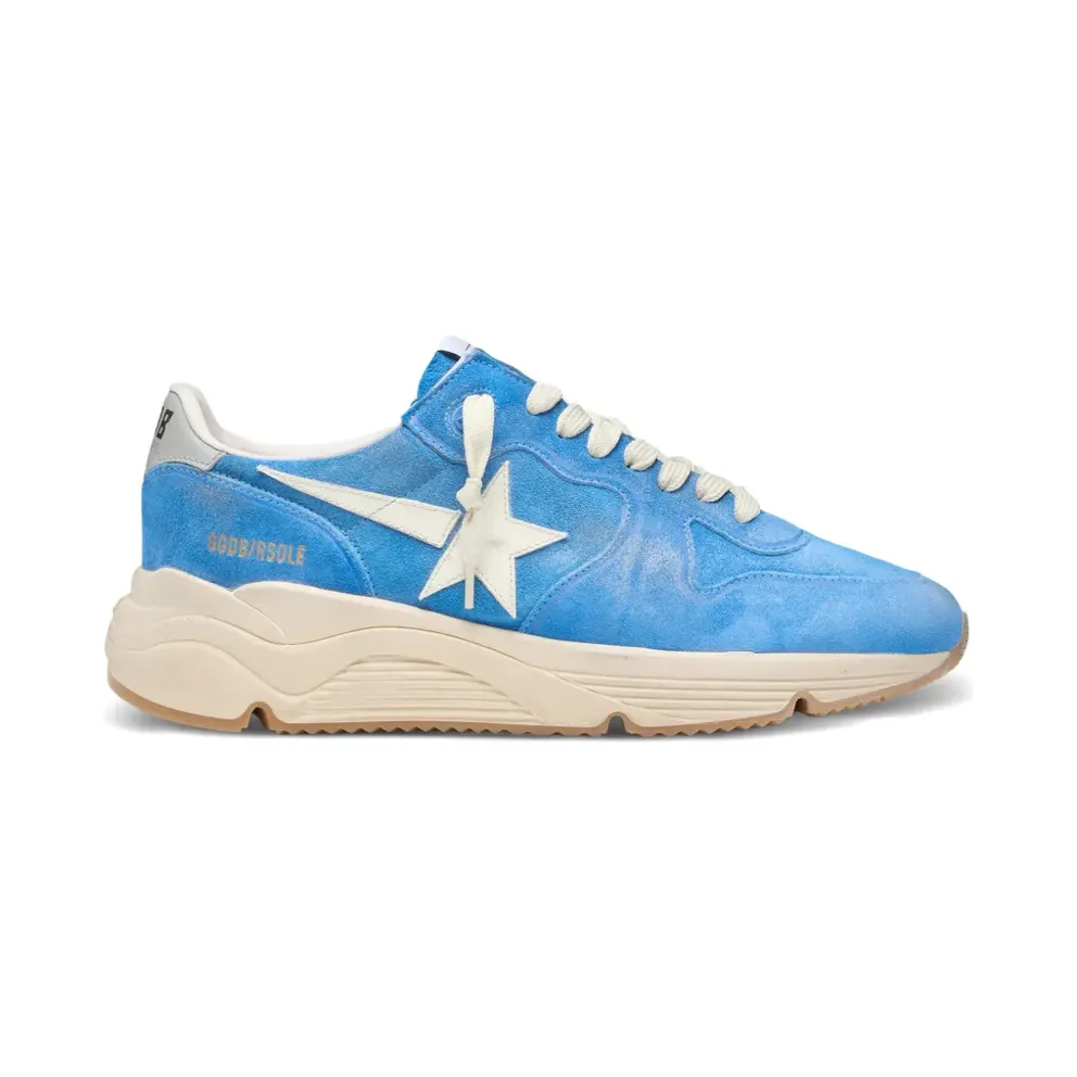 Golden Goose Running Sole Sneakers aus blauem Wildleder mit weißem Stern (GMF00126F008544)