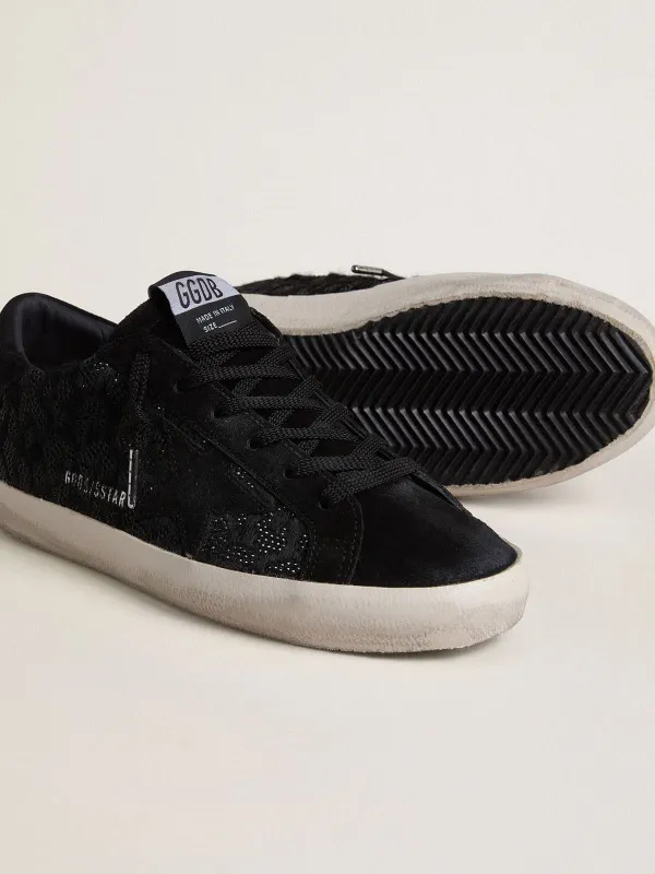 Golden Goose Super-Star In Black Pony Skin With Black Swarovski Crystals And Black Suede Star (GWF00101.F007847.90100) (3)