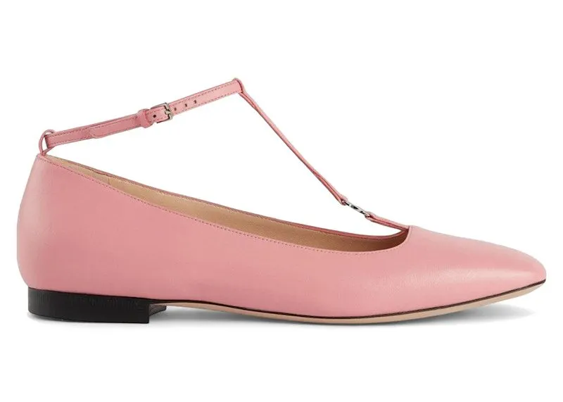Gucci Leather Square-Toe Flat Pink (723449 BKO00 5817)