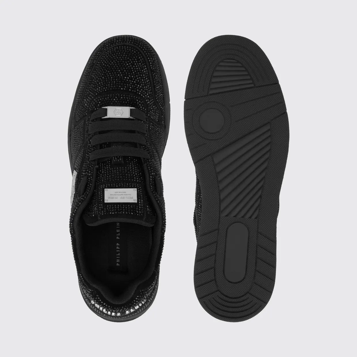 Philipp plein P-Force Leather Sneakers with Monogram and Crystals Black (UAFSUSC1089PLE010N02) (3)
