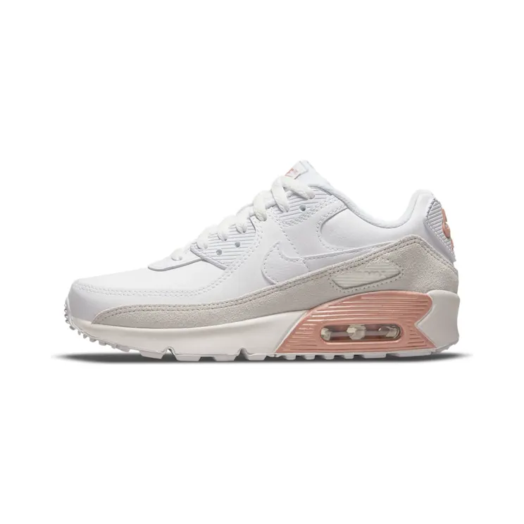 Nike Air Max 90 Leather GS “White / Summit White / Metallic Red Bronze” (CD6864-117)