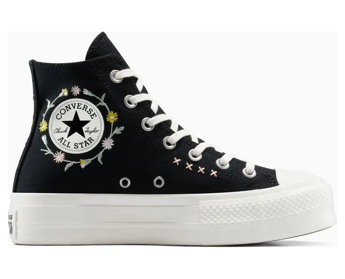 Converse Chuck Taylor All Star Lift Floral Embroidery Black/Egret/Flamingo Fade (A15007C)