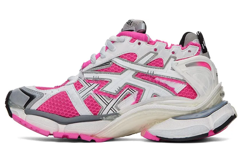 Balenciaga Pink & White Runner Low-Top 9155 W/Fluo Pink/Gre (677402 W3RBN) (3)